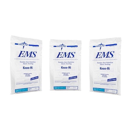 Medline EMS Knee-High Anti-Embolism Stockings, Large Reuglar, 3 Pairs MDS160564PHX3